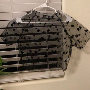 SHEIN sheer star pattern t